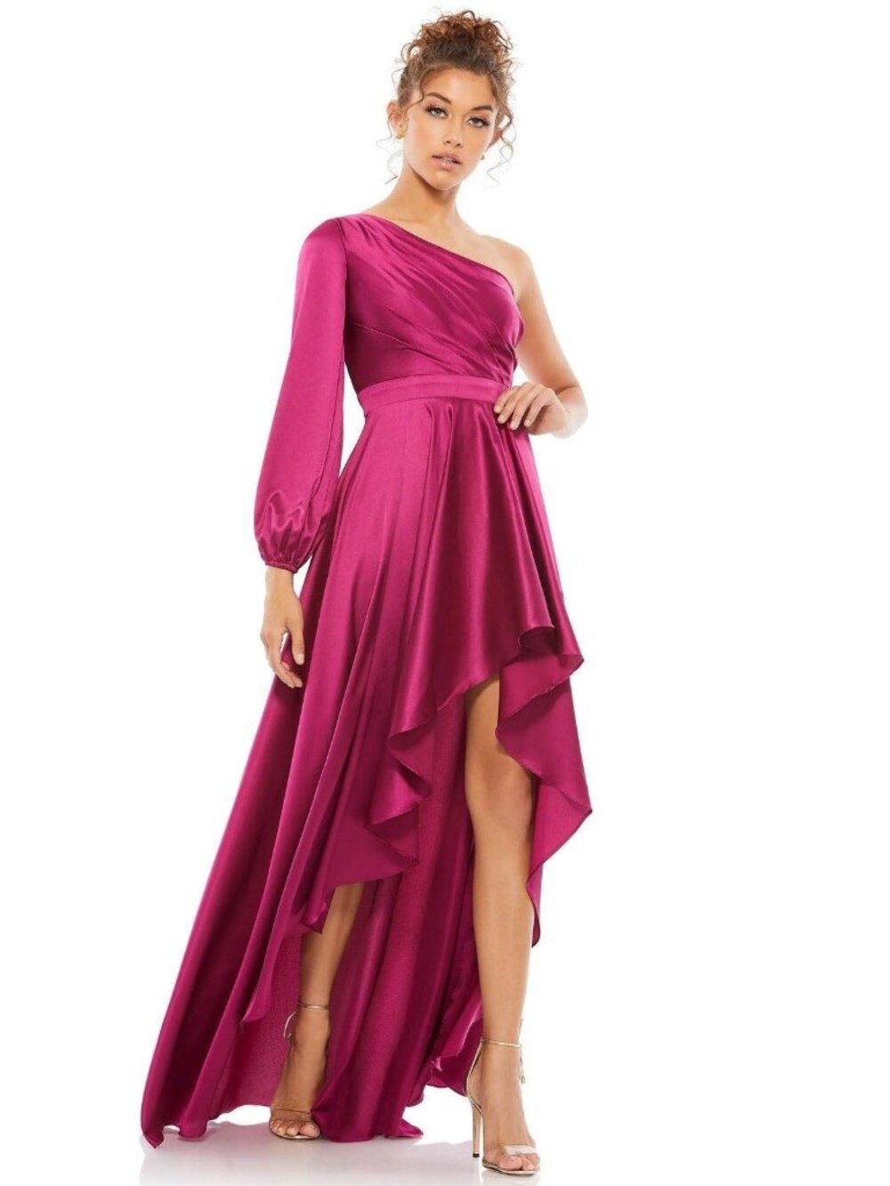 Mac Duggal Size 6 Pink 49141 One Shoulder Hi-Low A-line Cocktail Gown Dress NWT